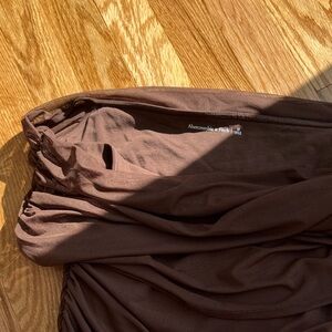 Abercrombie & Fitch Chocolate Brown Bodysuit - Off the Shoulder Mesh Fabric